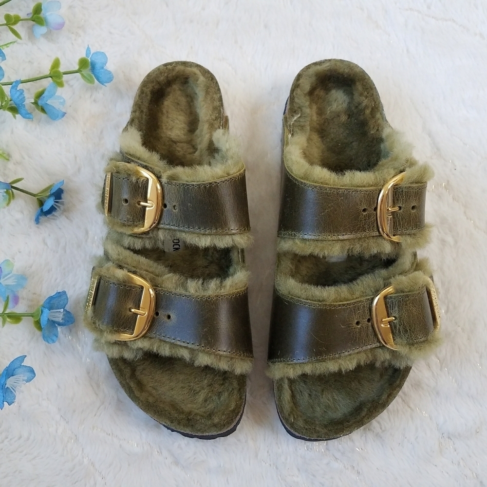 BIRKENSTOCK Arizona Big Buckle Shearling Natural Oiled Leather - Picture 4 of 12